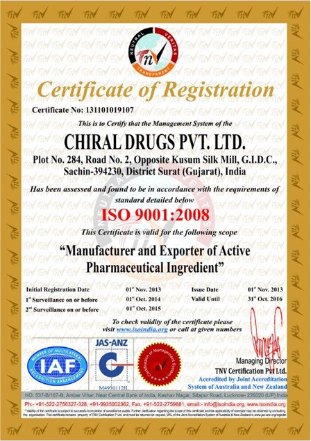 Certified pharmaceutical ingredients